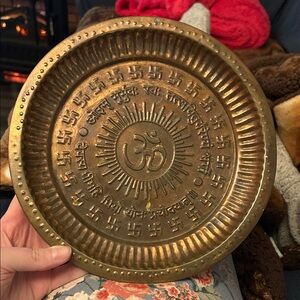 Decorative Brass Plate with Om Symbol